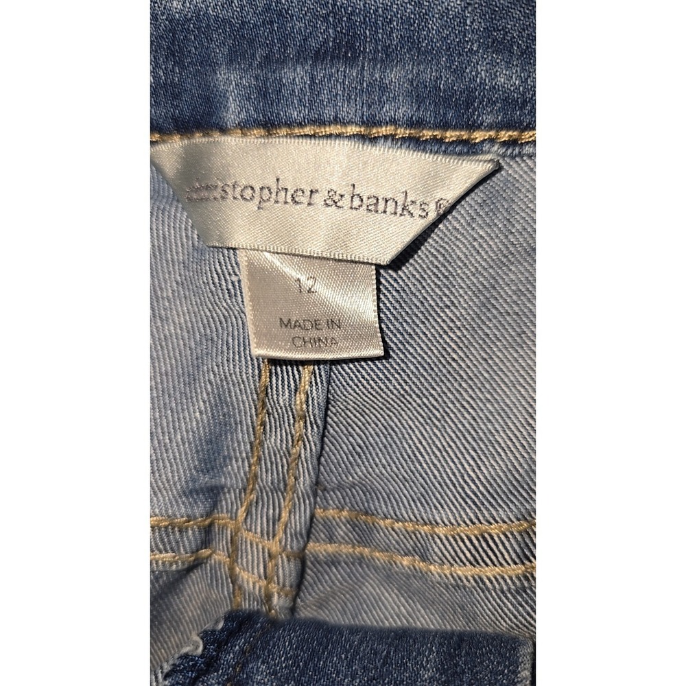 Christopher & Banks Women's Jeans 12 Tapered High Rise Stretch Medium Wash Bling - Picture 10 of 12